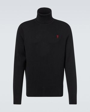 Ami Paris Rollkragenpullover Ami De Cour Aus Wolle - Schwarz