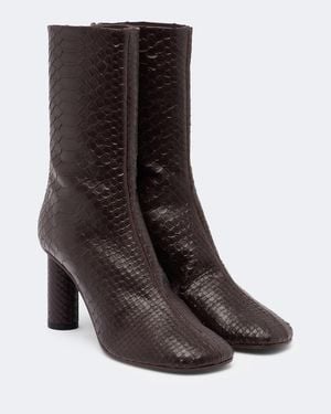 Paris Texas Alice Snake-Effect Leather Ankle Boots - Brown