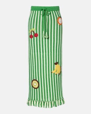 ALÉMAIS Sundae Crochet Embroidered Cotton Maxi Skirt - Green