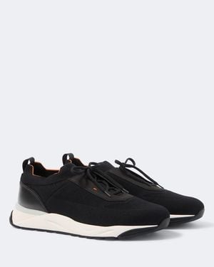Santoni Sneakers Aus Strick Mit Leder - Schwarz