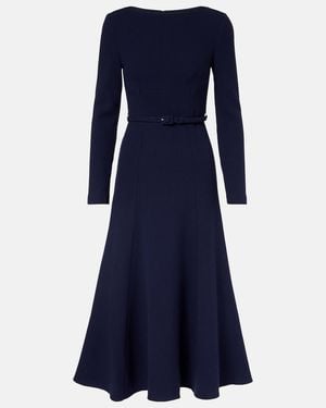 Roland Mouret Belted Wool Crepe Midi Dress - Blue
