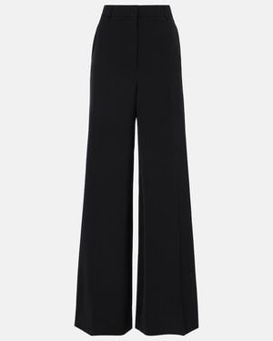 Stella McCartney High-Rise Wool-Blend Wide-Leg Trousers - Black