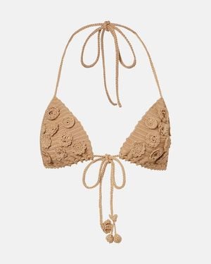 Loewe Paula's Ibiza Crochet Cotton Bra Top - Metallic