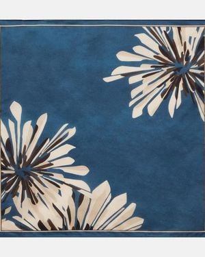 Brunello Cucinelli Panuelo De Sarga De Seda Floral - Azul