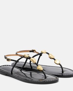Amanu Nairobi Leather Thong Sandals - Black