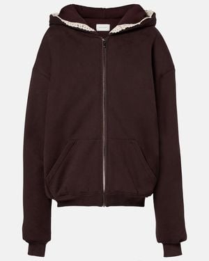 Magda Butrym Crochet-Trimmed Cotton Zip-Up Hoodie - Brown