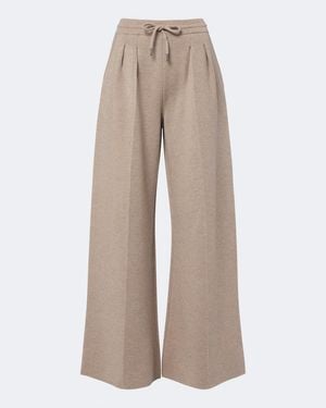 Max Mara Pleated Wool And Cashmere Wide-Leg Pants - Natural