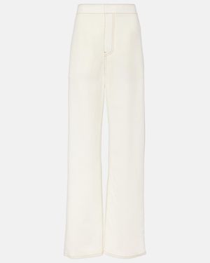 Alaïa High-Rise Wool-Blend Wide-Leg Pants - White