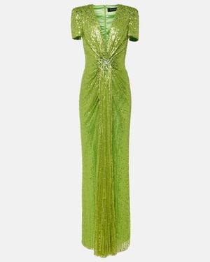 Jenny Packham Momoka Sequined Tulle Gown - Green