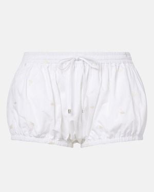 The Attico Embroidered Cotton Shorts - White