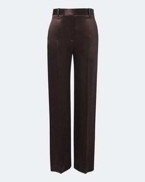 Tom Ford Silk Satin Wide-Leg Pants - Brown