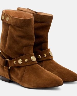 Isabel Marant Stania Studded Suede Ankle Boots - Brown