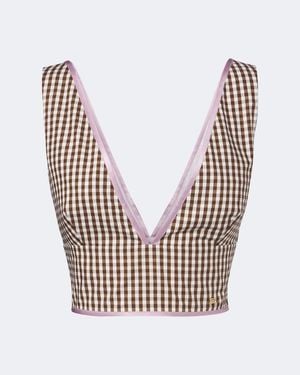 Valentino Garavani Gingham Cotton Crop Top - White