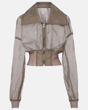 Rick Owens Dracucollar Tulle And Organza Bomber Jacket - Grey