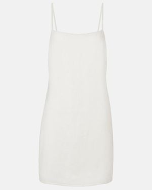 Asceno Geneva Linen Minidress - White