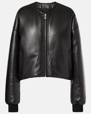 Alaïa Leather Bomber Jacket - Black