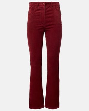 JOSEPH High-Rise Suede Slim Pants - Red