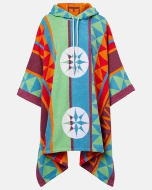 Loewe Printed Hooded Cotton Terry Poncho - Blue