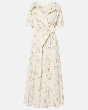 Altuzarra Lydia Floral Cotton-Blend Wrap Dress - Natural
