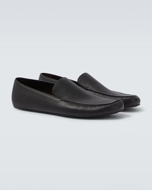 The Row Leo Leather Loafers - Black