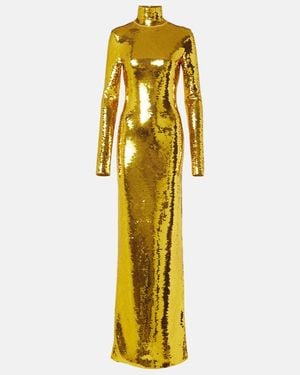 Bottega Veneta Sequined Turtleneck Gown - Metallic