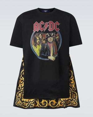 Junya Watanabe Bedrucktes T-Shirt Ac/Dc Aus Baumwoll-Jersey - Schwarz