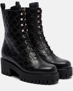 Gucci Stiefel Gg Aus Leder - Schwarz