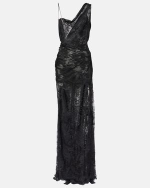 Vivienne Westwood Bridal Lace Minerva Semi-Sheer Open-Back Gown - Black