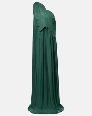 Costarellos Amabel One-Shoulder Pleated Gown - Green