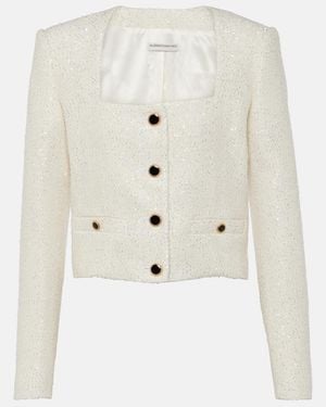 Alessandra Rich Sequined Tweed Jacket - White