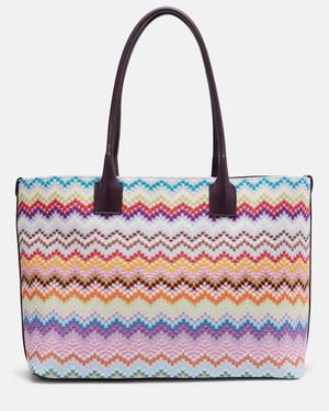 Missoni Zigzag Leather-Trimmed Lame Tote Bag - Red