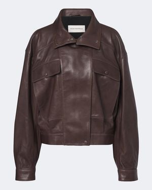 Nour Hammour Quincy Leather Blouson Jacket - Brown