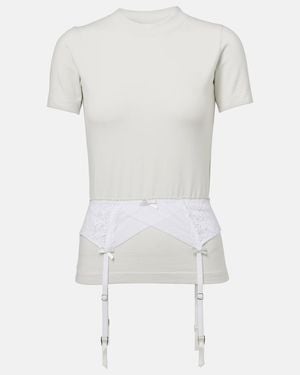 Balenciaga Lingerie Cotton-Blend Jersey T-Shirt - White