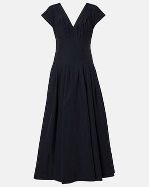 Jonathan Simkhai Nina Pleated Cotton-Blend Midi Dress - Blue
