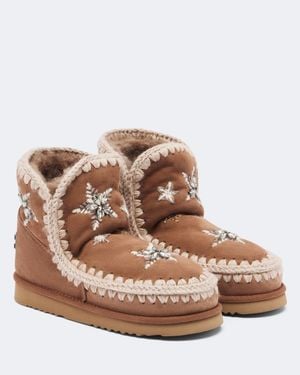 Mou 18 Embellished Suede Ankle Boots - Brown