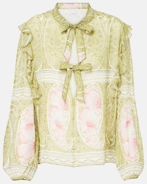 Giambattista Valli Bedruckte Bluse Aus Seiden-Georgette - Mettallic