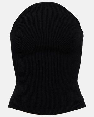 KHAITE Jericho Rib-Knit Bustier - Black