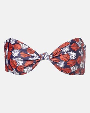 SAME Knotted Printed Bandeau Bikini Top - Red