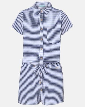 Melissa Odabash Cheryl Striped Cotton-Blend Romper - Blue