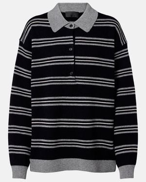 Nili Lotan Galvez Striped Cashmere Polo Jumper - Black