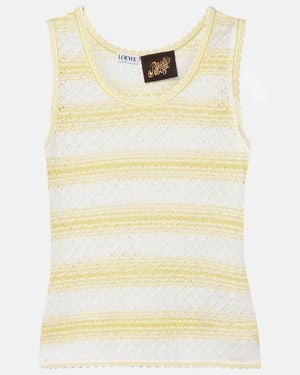 Loewe Paula's Ibiza Pointelle Cotton-Blend Top - Yellow