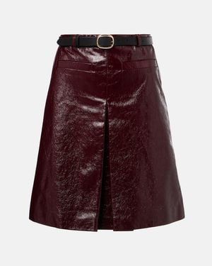 Self-Portrait Belted Patent Leather Miniskirt - Purple
