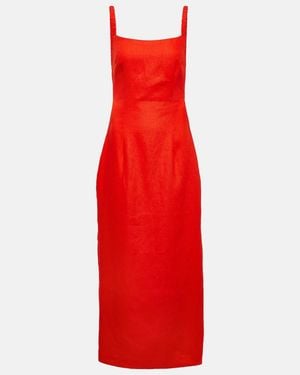 SIR. Primrose Ruched Linen Maxi Dress - Red