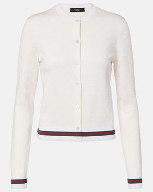 Gucci Gg Jacquard Cardigan - White