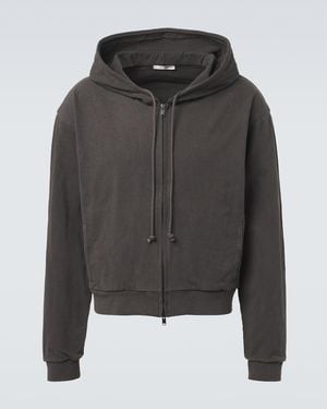 The Row Mabon Cotton Jersey Zip-Up Hoodie - Black