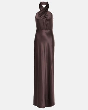 Veronica Beard Alberta Silk-Blend Satin Maxi Dress - Purple