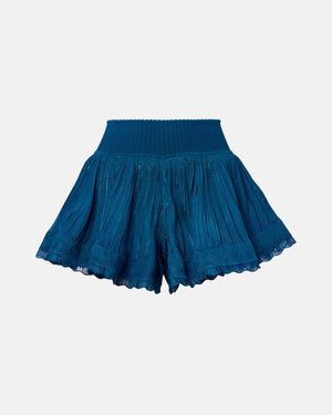 Alaïa Ribbed-Knit Skort - Blue
