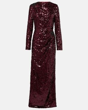 Erdem Draped Sequined Gown - Purple
