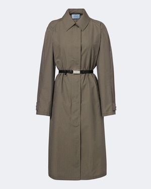 Prada Checked Technical Trench Coat - Grey