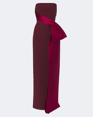 Roland Mouret Draped Crepe Bustier Gown - Red